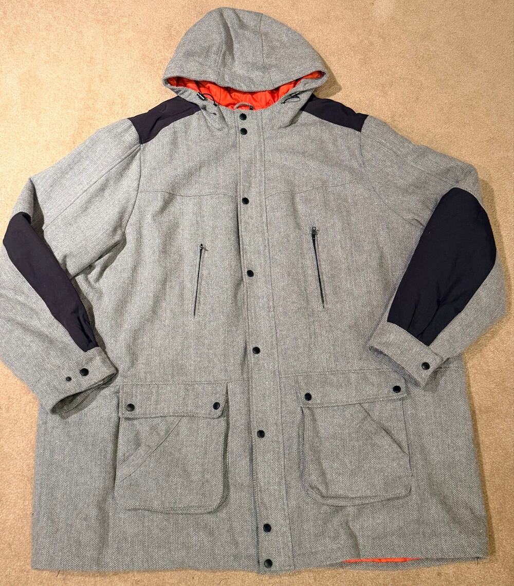 KingSize 4XLT Men's Wool Blend Herringbone Parka Jacket Quilted Hooded Coat